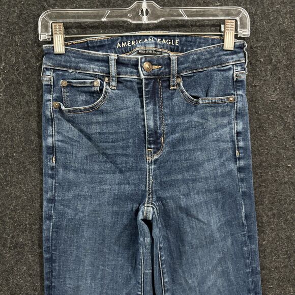American Eagle Jeans Womens 2 Blue Super Hi-Rise Flare Ne(x)t Level Stretch - Picture 2 of 12